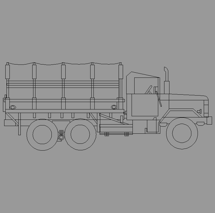 Bloque Autocad Vista de Camión en Perfil